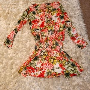 Long sleeve floral mini dress